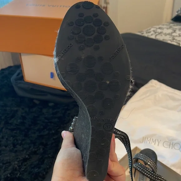 Jimmy Choo Studded Pablo Platform Wedges Metallic - Picture 5 of 10